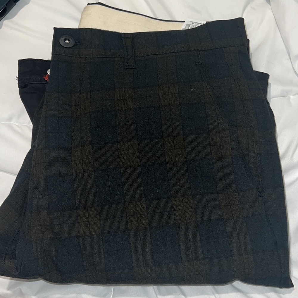 Zara carrot trouser pants sz 31 nwt navy brown plaid